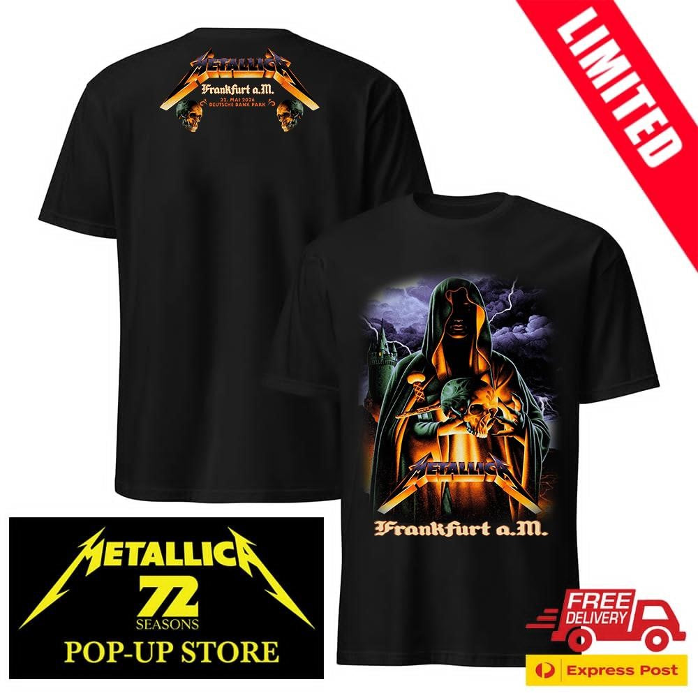 Metallica Frankfurt Germany Concert Poster Shirt 22. Mai 2026 Deutsche Bank Park Dark Cloak Sorcerer Wizard with Human Skull Fantasy Art T-Shirt