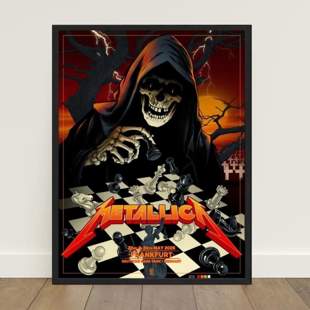 Metallica Germany 2026 Poster Grim Reaper Chess by Vance Kelly