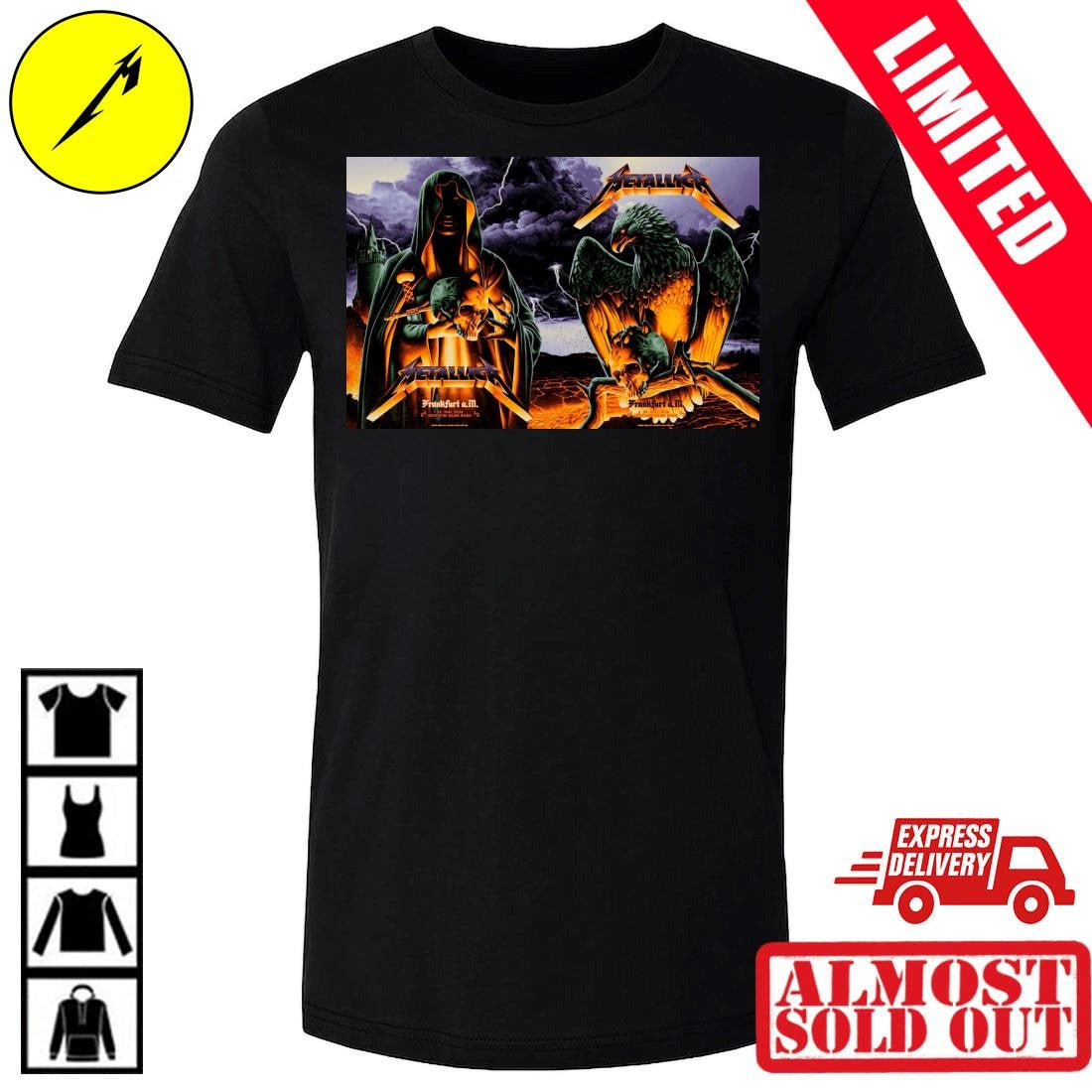 Metallica Germany 2026 Tour Shirt – Night 1 and Night 2 Combined Artwork By Max Loeffler – Frankfurt Deutsche Bank Park May 22-24 Band Tee