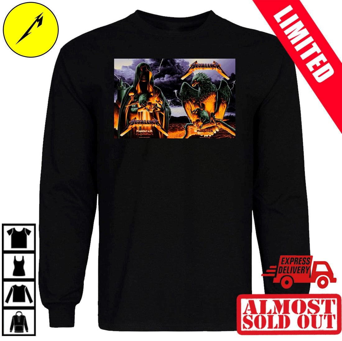 Metallica Germany 2026 Tour Shirt – Night 1 and Night 2 Combined Artwork By Max Loeffler – Frankfurt Deutsche Bank Park May 22-24 Band Tee