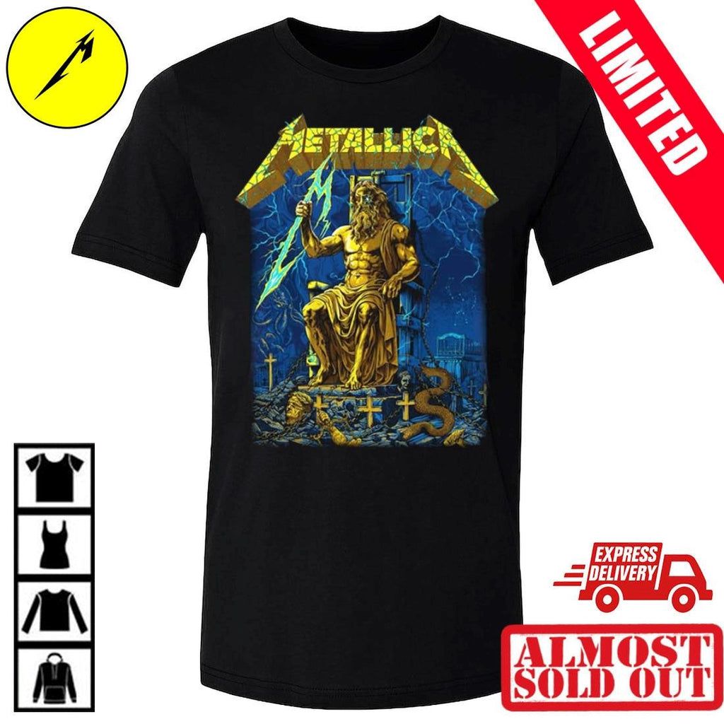 Metallica Greece 2026 Tour Shirt – Limited Edition Zeus Artwork By Revolver Dart – Olympic Stadium Athens May 9th Rock Band Tee