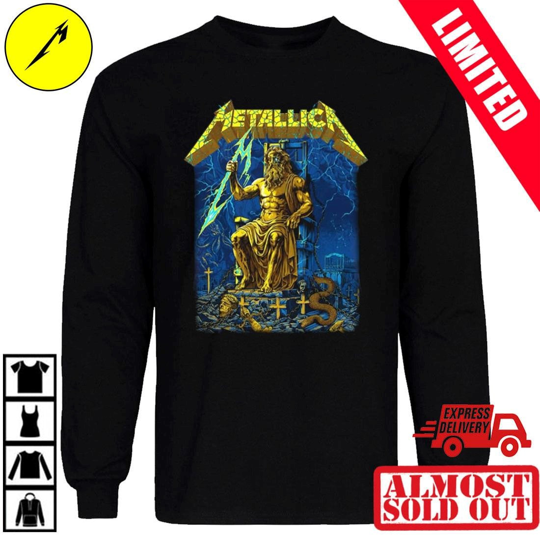 Metallica Greece 2026 Tour Shirt – Limited Edition Zeus Artwork By Revolver Dart – Olympic Stadium Athens May 9th Rock Band Tee