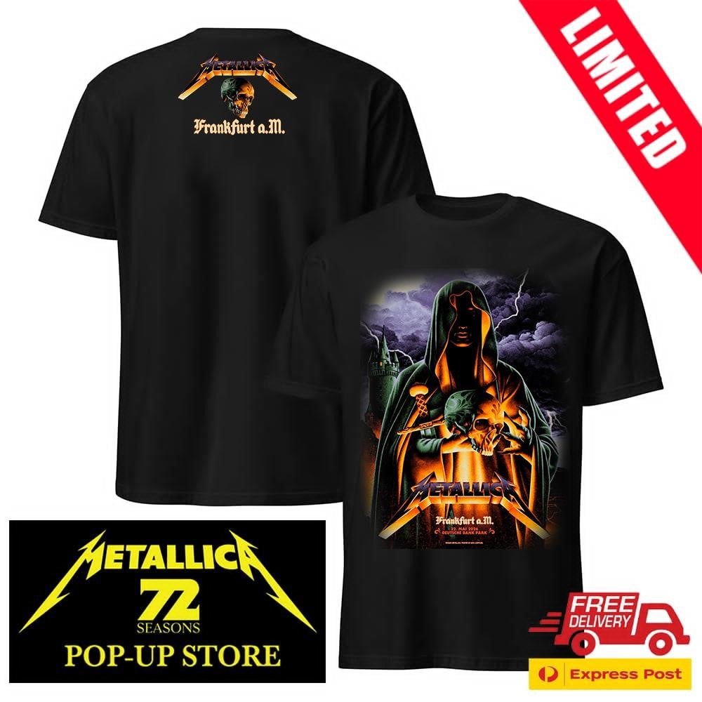 Metallica Hooded Wizard Cloak with Human Skull Art Shirt M72 World Tour Frankfurt Night One 22. Mai 2026 Stadium Event Poster Tee