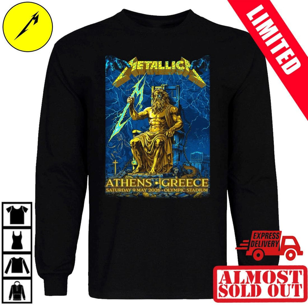 Metallica Live In Athens Greece May 9 2026 Shirt Zeus Ride The Lightning Graphic By Revolver Dart Olympic Stadium M72 Merch Tee