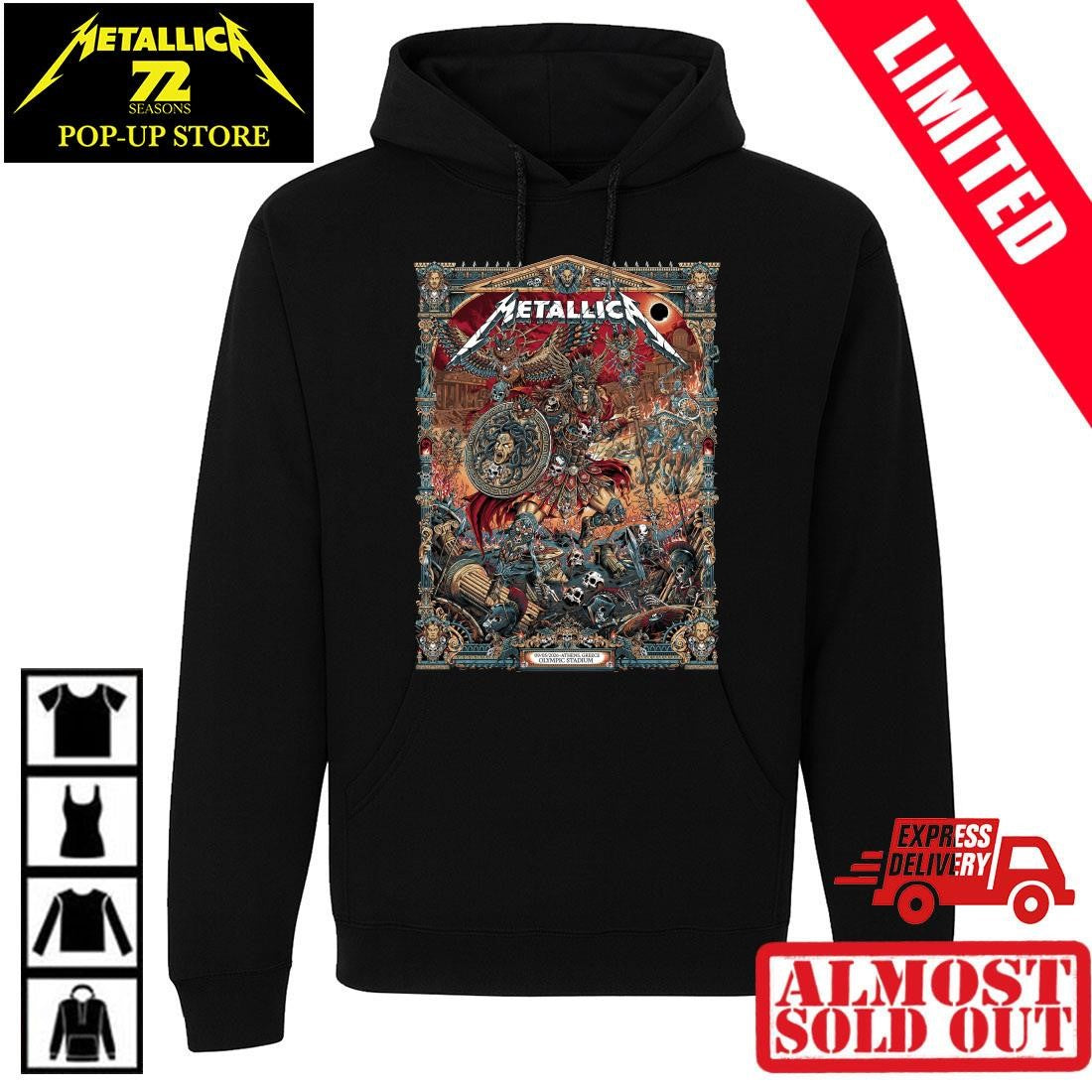 Metallica M72 Athens 2026 Warrior Medusa Shield Shirt By Juan Ma Orozco – Greece Olympic Stadium May 9 Tour Concert Merchandise T-Shirt