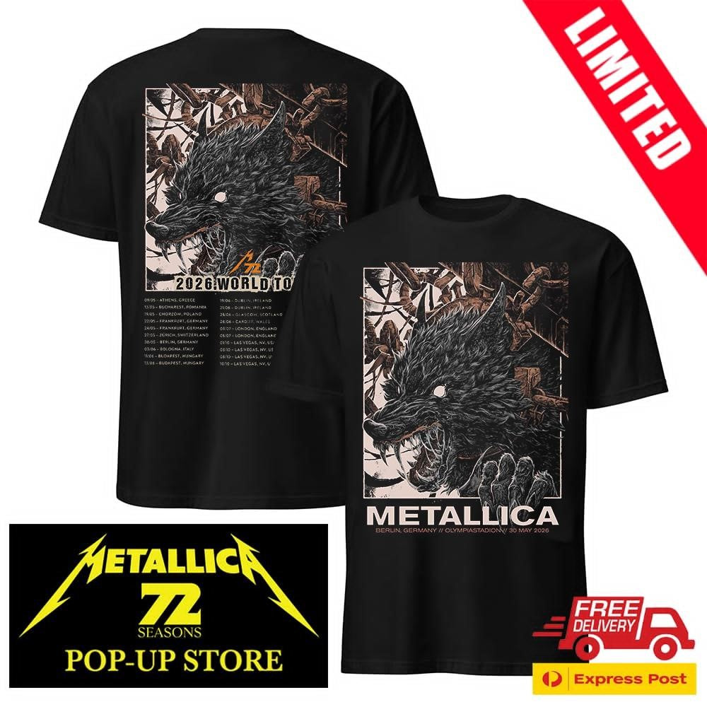Metallica M72 Berlin Germany 2026 Pop Up Shop Poster At Olympiastadion On 30 May 2026 The Wolf Art 2 Sides Shirt