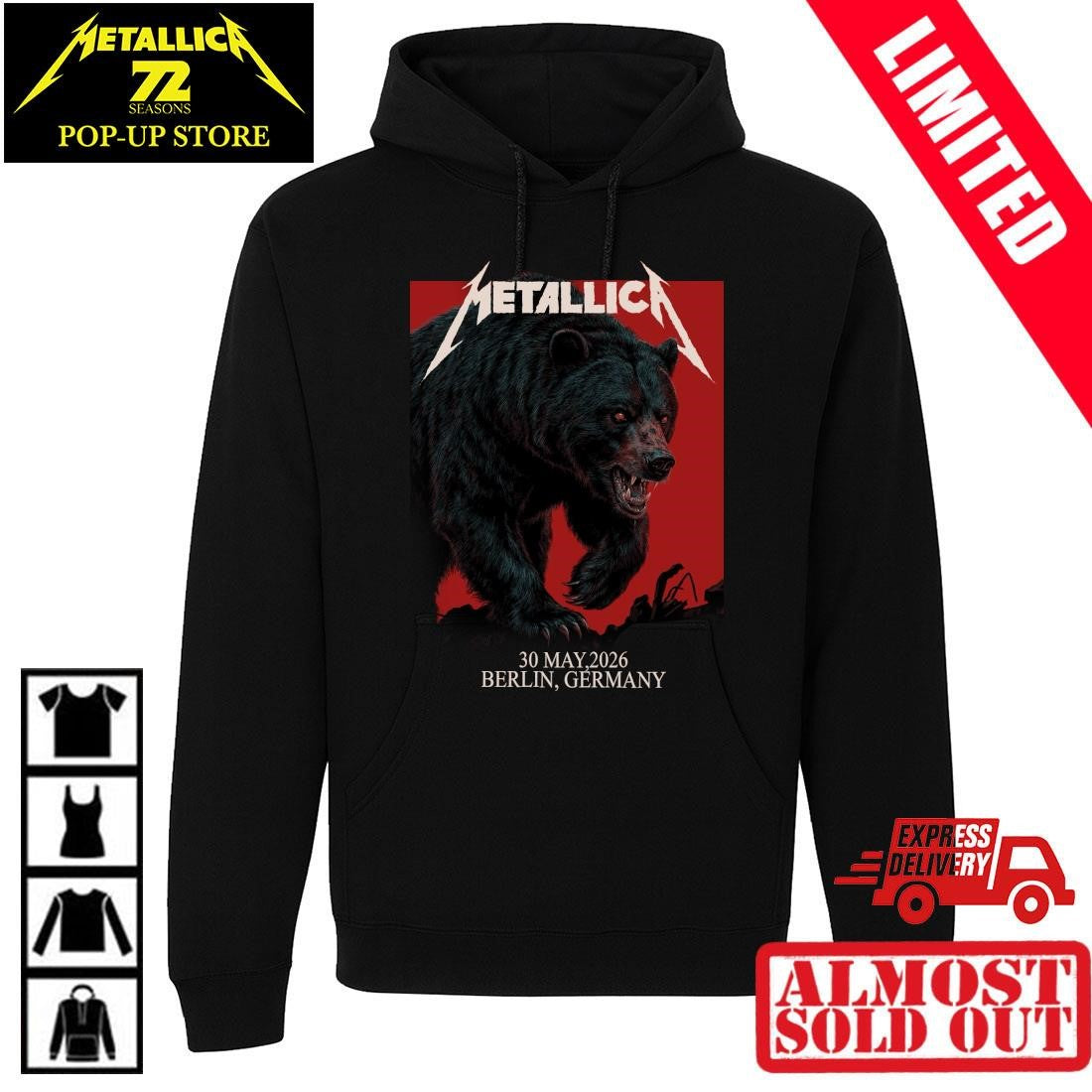 Metallica M72 Berlin Germany 2026 Tour Shirt Janta Island Bear Olympiastadion Official