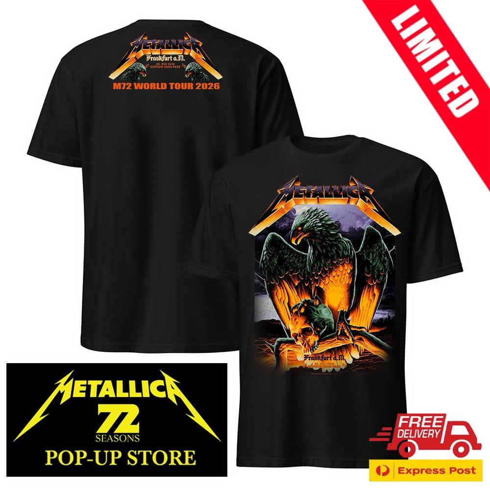 Metallica M72 Frankfurt 2026 Night 1 And 2 Combined Venue Poster At Frankfurt Germany Deutsche Bank Park On 22 And 24 May 2026 2 Sides Shirt