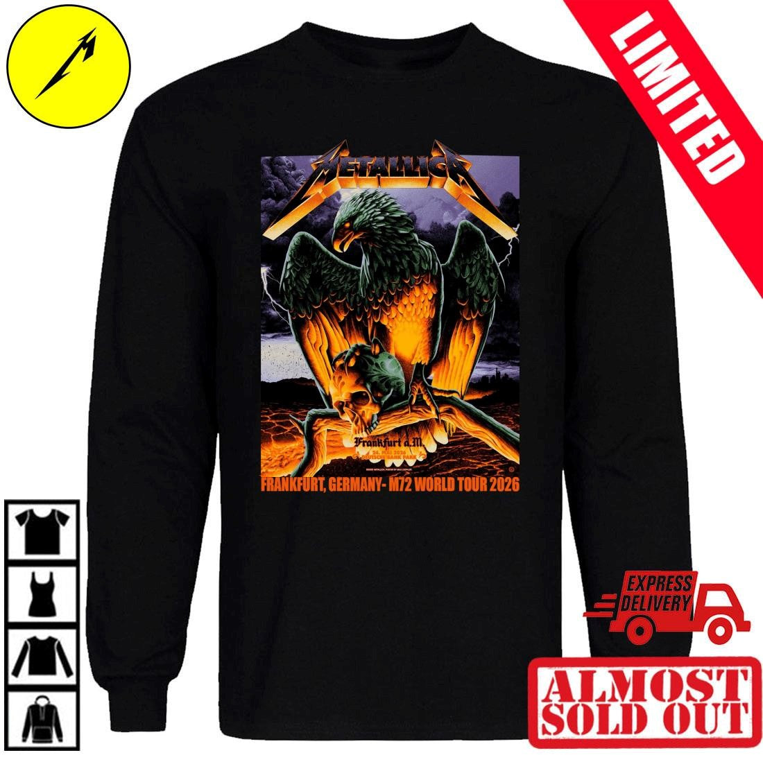 Metallica M72 Frankfurt Limited Poster Edition Night 2 At Deutsche Bank Park In Frankfurt DE On May 24 2026 Hellfire Eagle Shirt