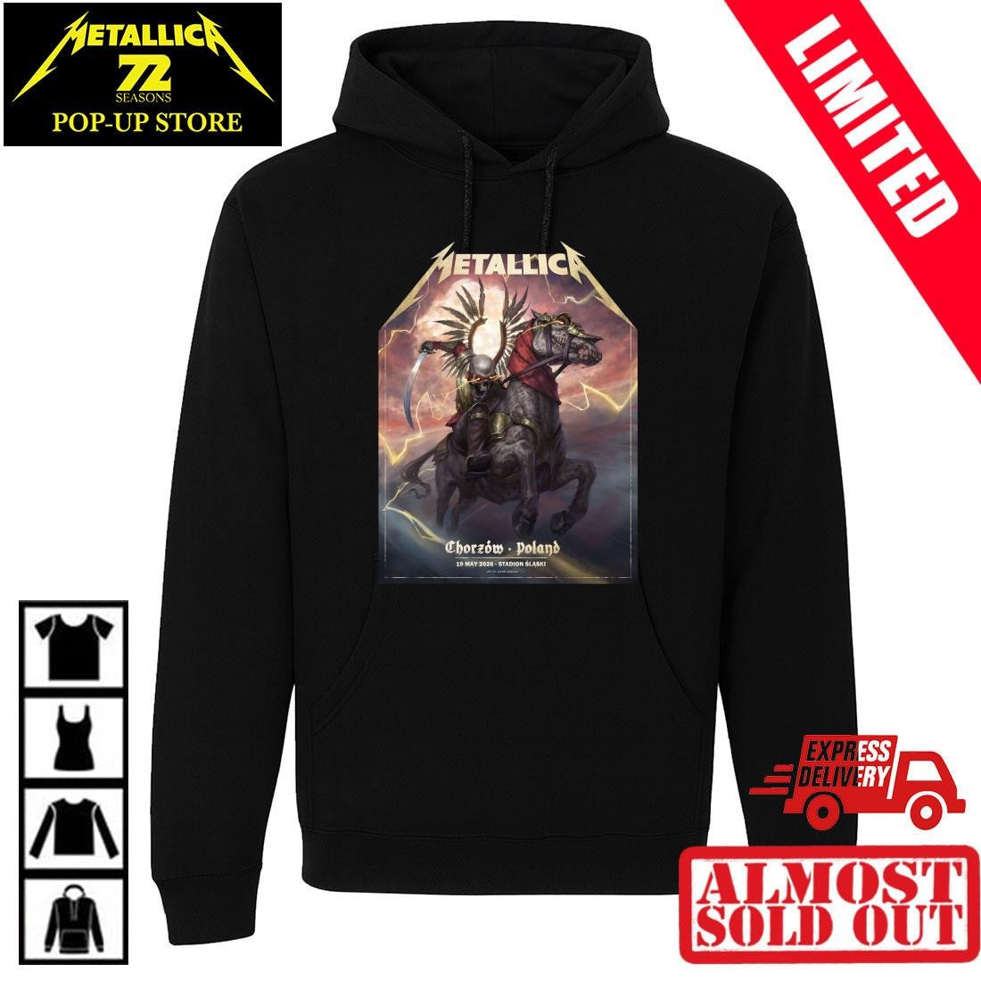 Metallica M72 Tour Chorzow 19 May 2026 Shirt Death Winged Hussars Design by Jakub Jagoda Poland