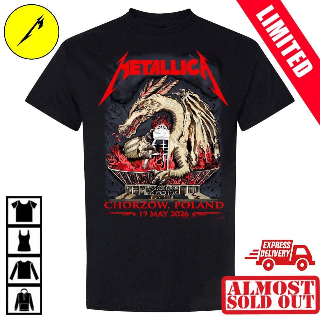 Metallica M72 Tour Chorzow Poland May 19 2026 Dragon Concert Poster Shirt