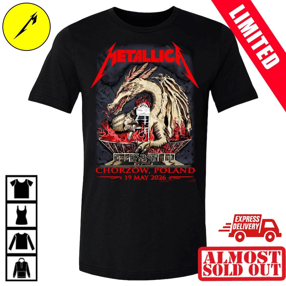 Metallica M72 Tour Chorzow Poland May 19 2026 Dragon Concert Poster Shirt