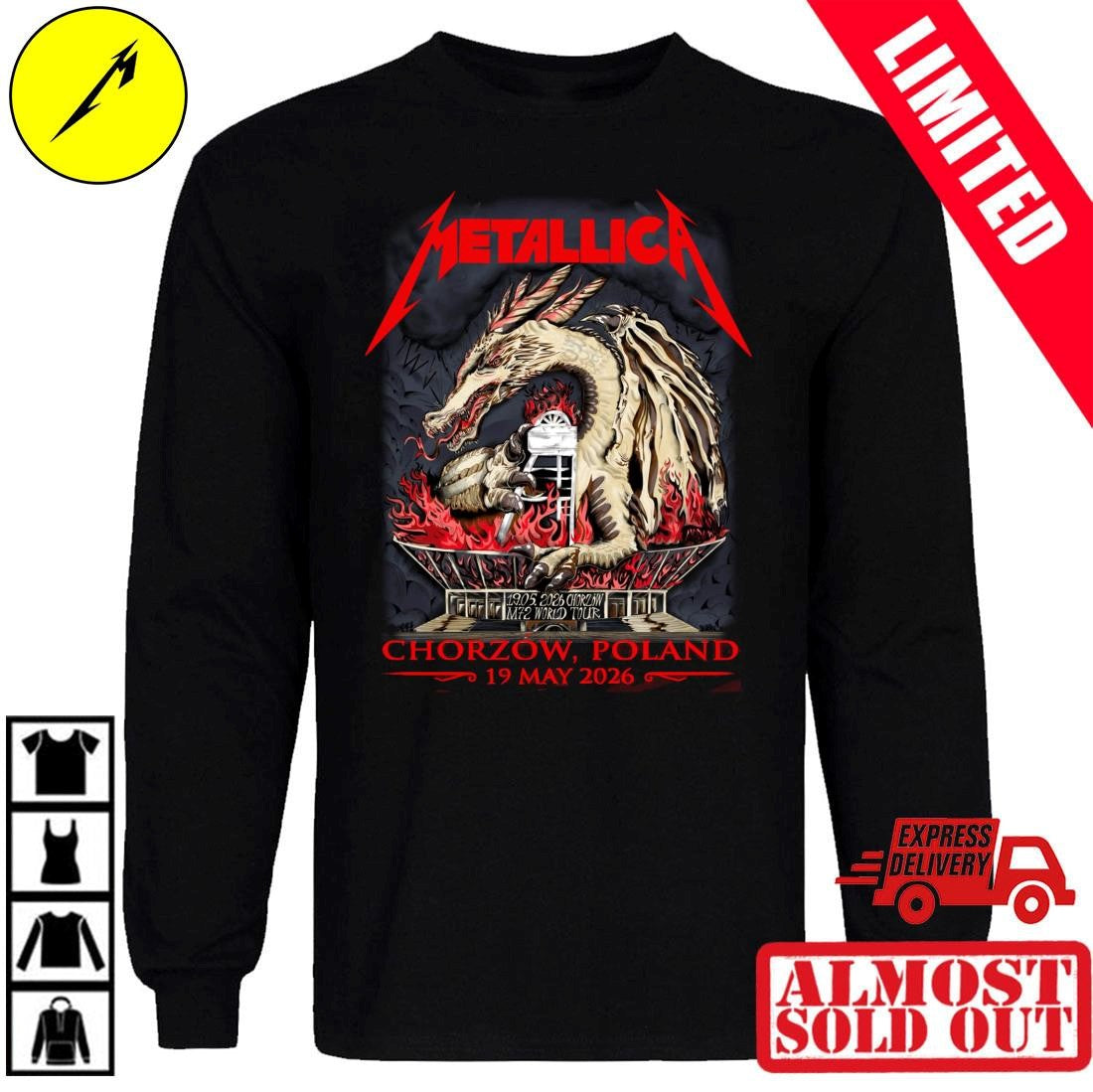 Metallica M72 Tour Chorzow Poland May 19 2026 Dragon Concert Poster Shirt