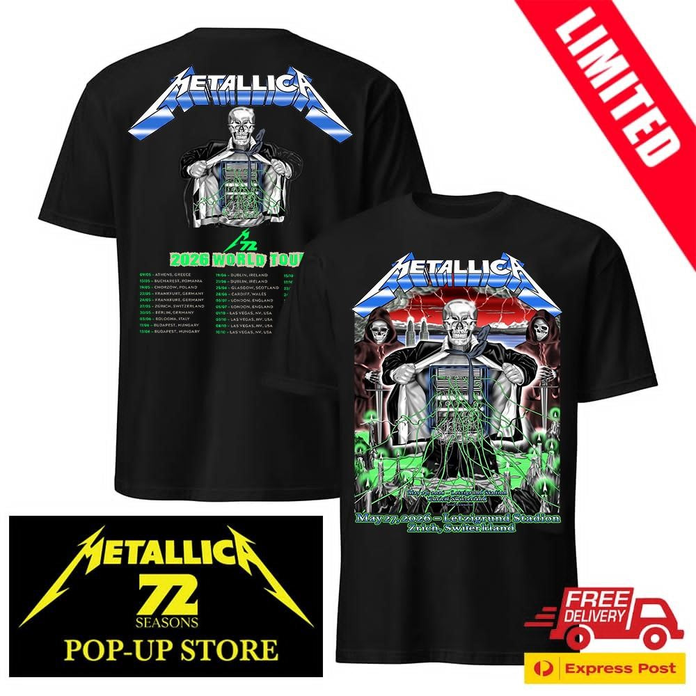 Metallica M72 Zürich May 27 2026 Pop-Up Shop Two Sides Shirt