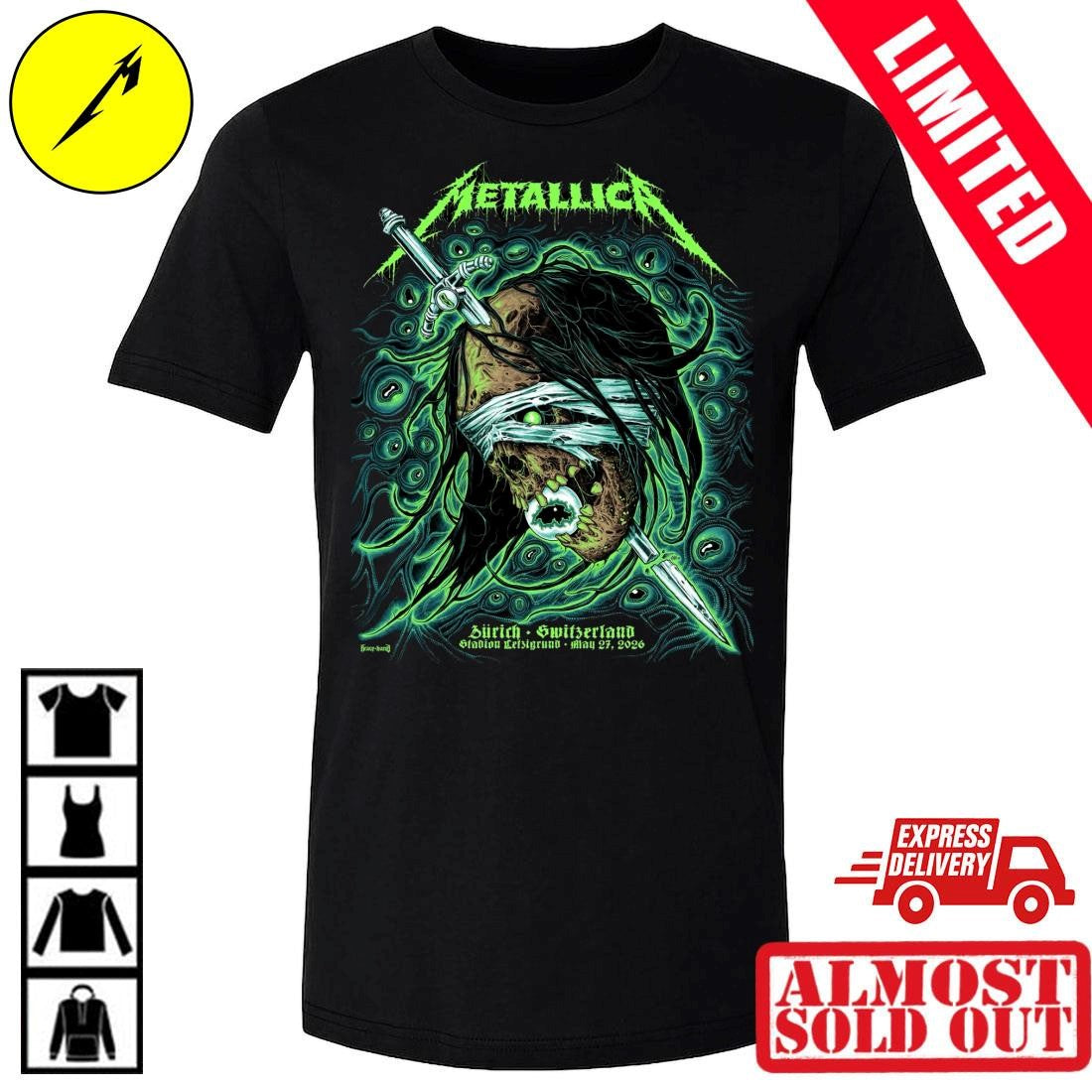 Metallica M72 Zurich Pop Up Poster At Stadion Letzigrund On May 27 2026 Zurich Switzerland Art By Mark Richards Shirt