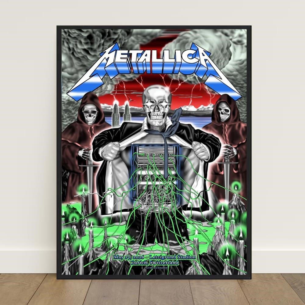 Metallica M72 Zürich Pop-Up Shop Poster May 27 2026 Art by Luca Schenardi