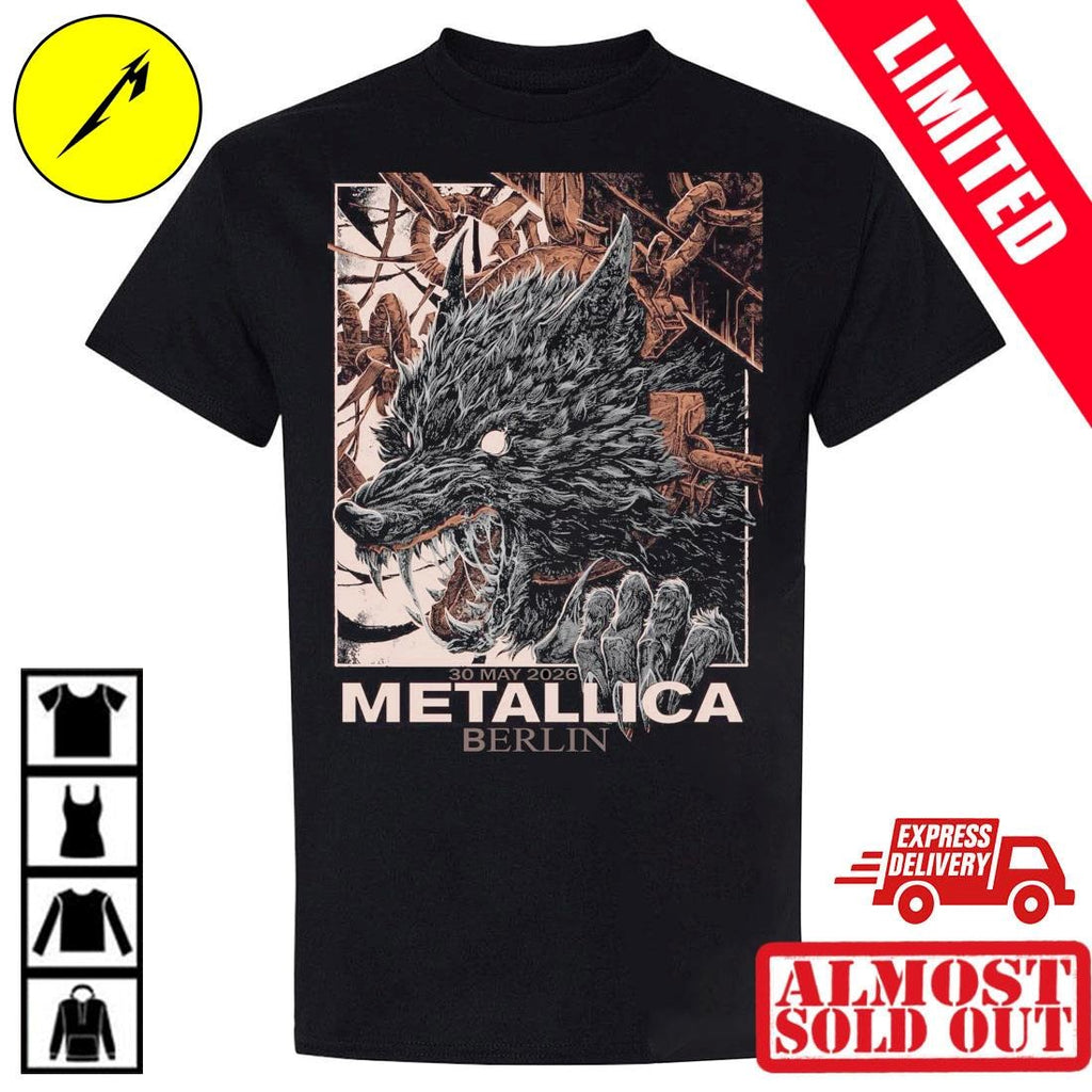 Metallica Pop-Up Shop Berlin 2026 Shirt Janta Island Wolf Design
