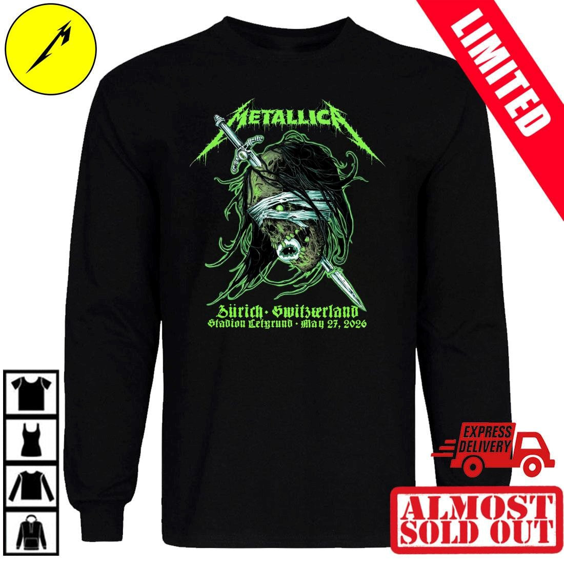 Metallica Zurich 2026 Stadion Letzigrund T-Shirt By Mark Richards