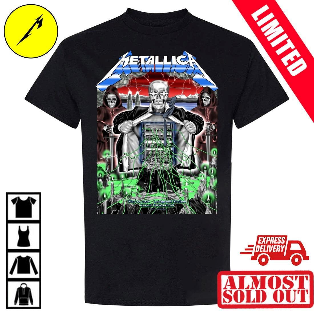 Metallica Zürich Switzerland Pop-Up Shop Clothing May 27 2026 Art by Luca Schenardi