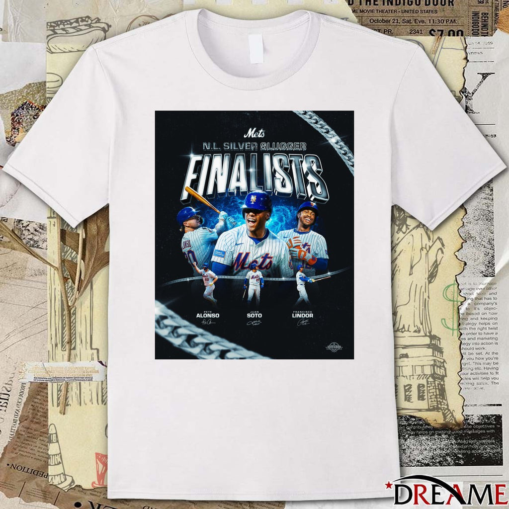 Mets Congrats to Pete Alonso, Juan Soto, and Francisco Lindor 2025 NL Silver Slugger finalists Signatures Poster t-shirt
