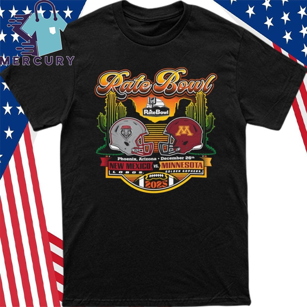Mexico Lobos vs Minnesota Golden Gophers 2025 Rate Bowl Matchup Helmet Shirt