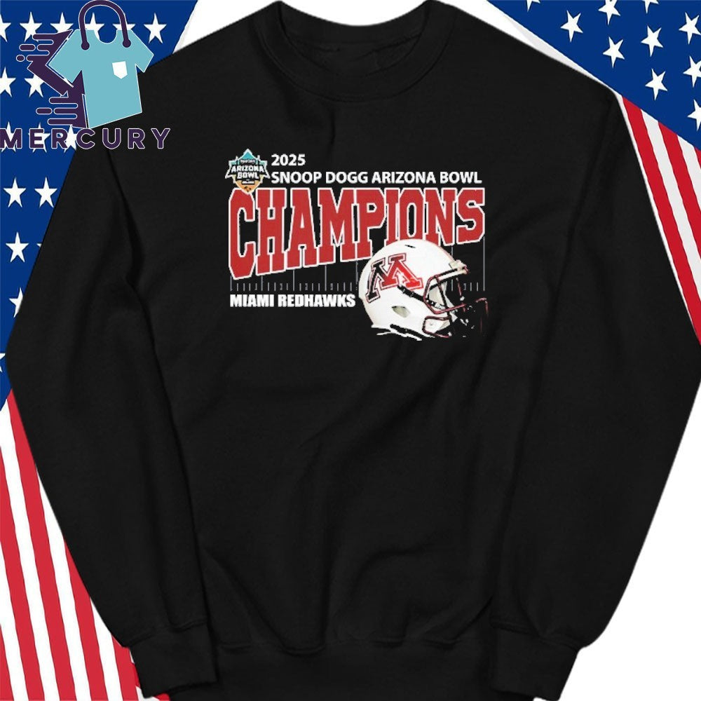 Miami Red Hawks Football 2025 Snoop Dogg Arizona Bowl Champions Helmet Shirt