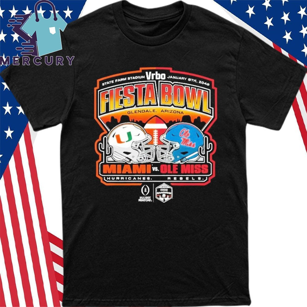 Miami Vs Ole Miss 2026 Vrbo Fiesta Bowl CFP Semifinal Helmet Matchup Shirt