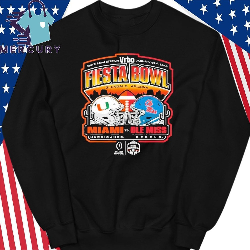 Miami Vs Ole Miss 2026 Vrbo Fiesta Bowl CFP Semifinal Helmet Matchup Shirt