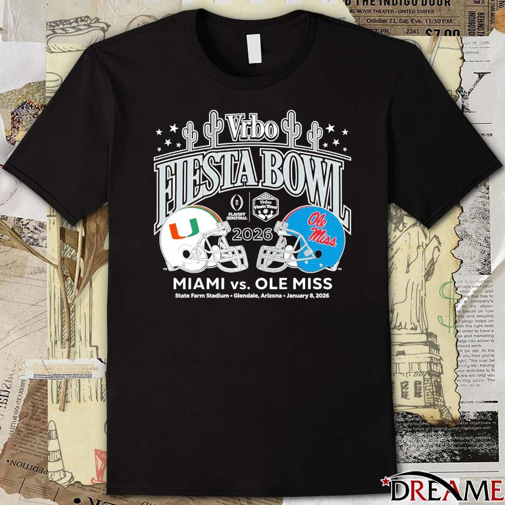 Miami Vs Ole Miss 2026 Vrbo Fiesta Bowl Cactus Matchup CFP Semifinal t-shirt