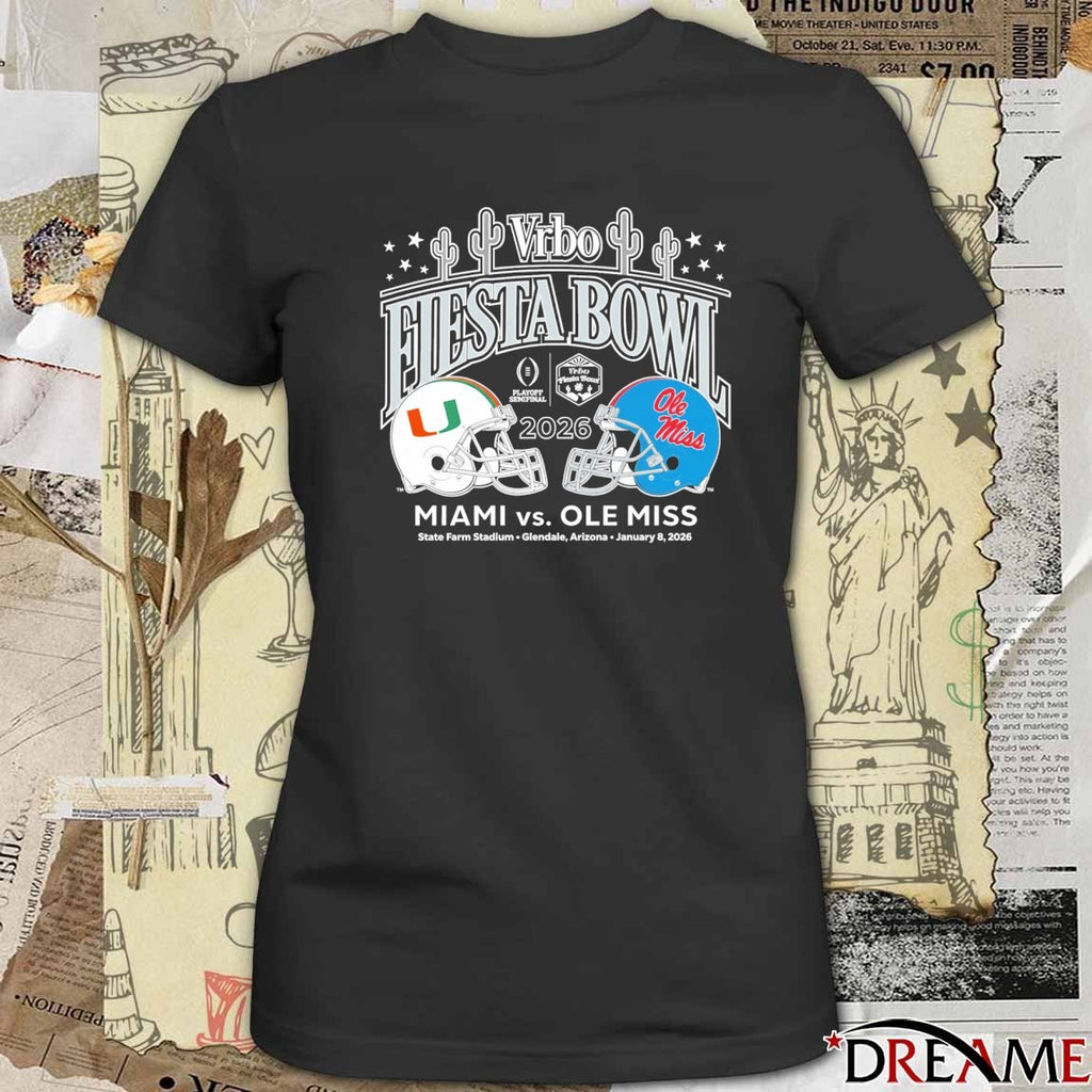 Miami Vs Ole Miss 2026 Vrbo Fiesta Bowl Cactus Matchup CFP Semifinal t-shirt
