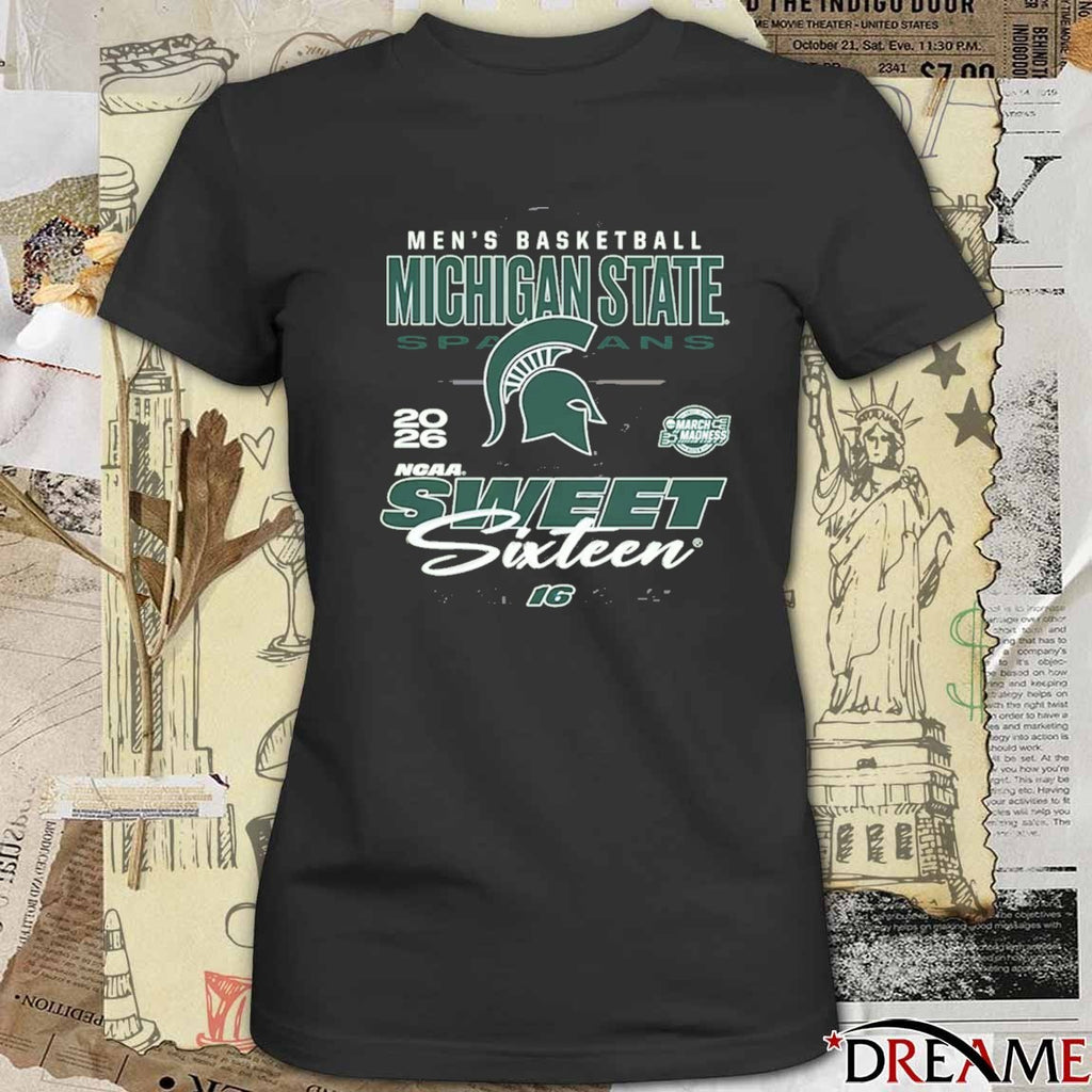 Michigan State Spartans Tom Izzo 2026 NCAA March Madness Sweet 16 17th Time East Region Basketball t-shirt