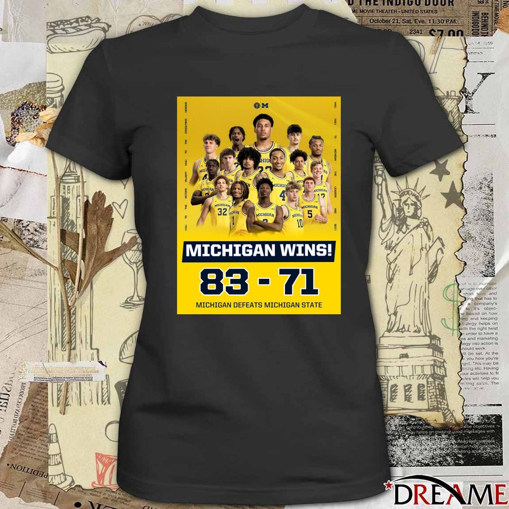 Michigan Wins Final Score 83 – 71 Michigan Defeats Michigan State Poster t-shirt