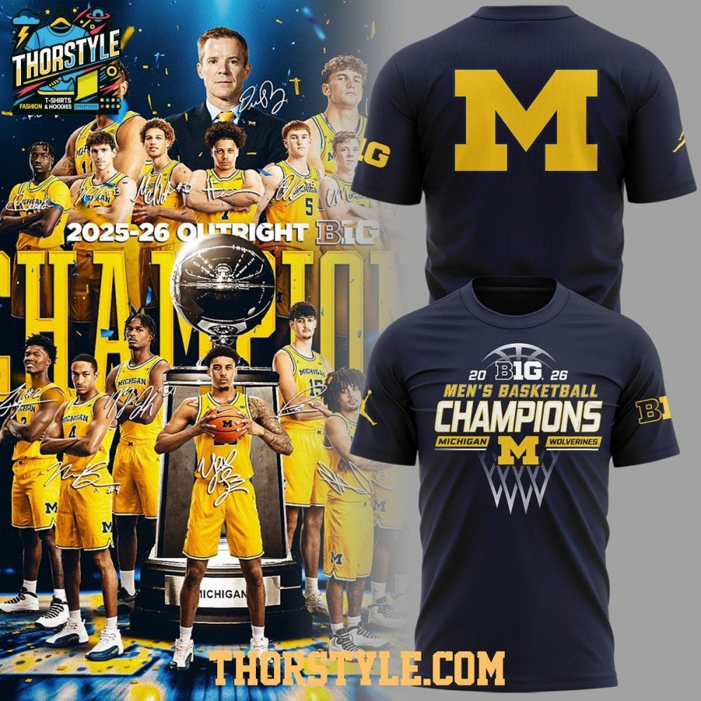 Michigan Wolverines 2025-26 Champions Big Ten Men’s Basketball Two Sided Shirt
