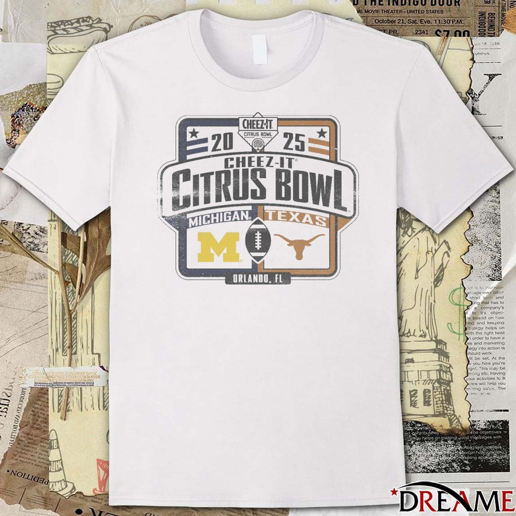 Michigan Wolverines Vs Texas Longhorns 2025 Cheez-It Citrus Bowl Game Dueling Orlando FL t-shirt