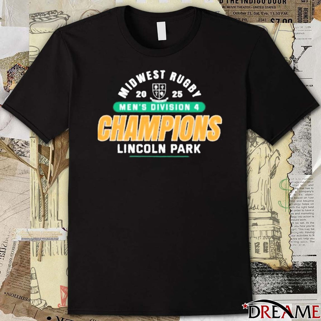 Midwest Rugby Men’s Division 4 Champions Lincoln Park 2025 t-shirt