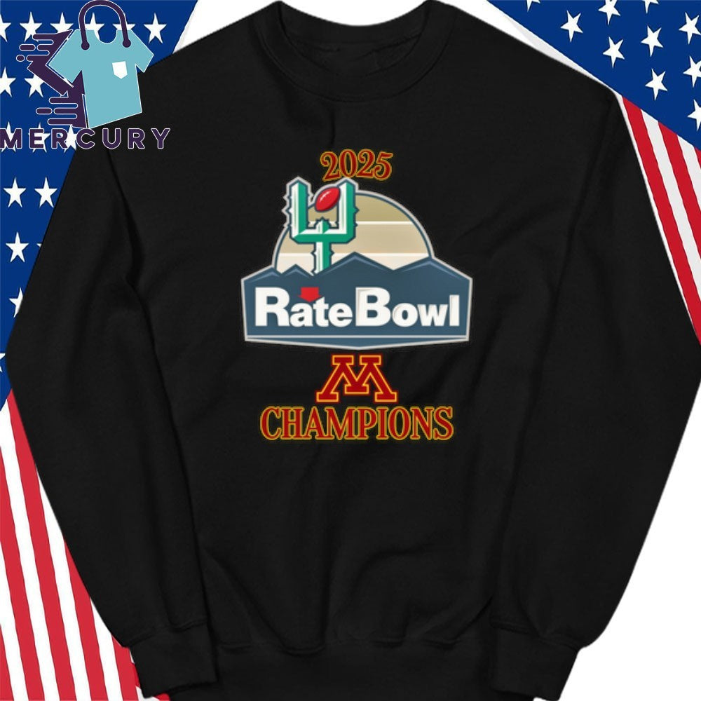 Minnesota Golden Gophers 2025 Rate Bowl Champions Logo Shirt