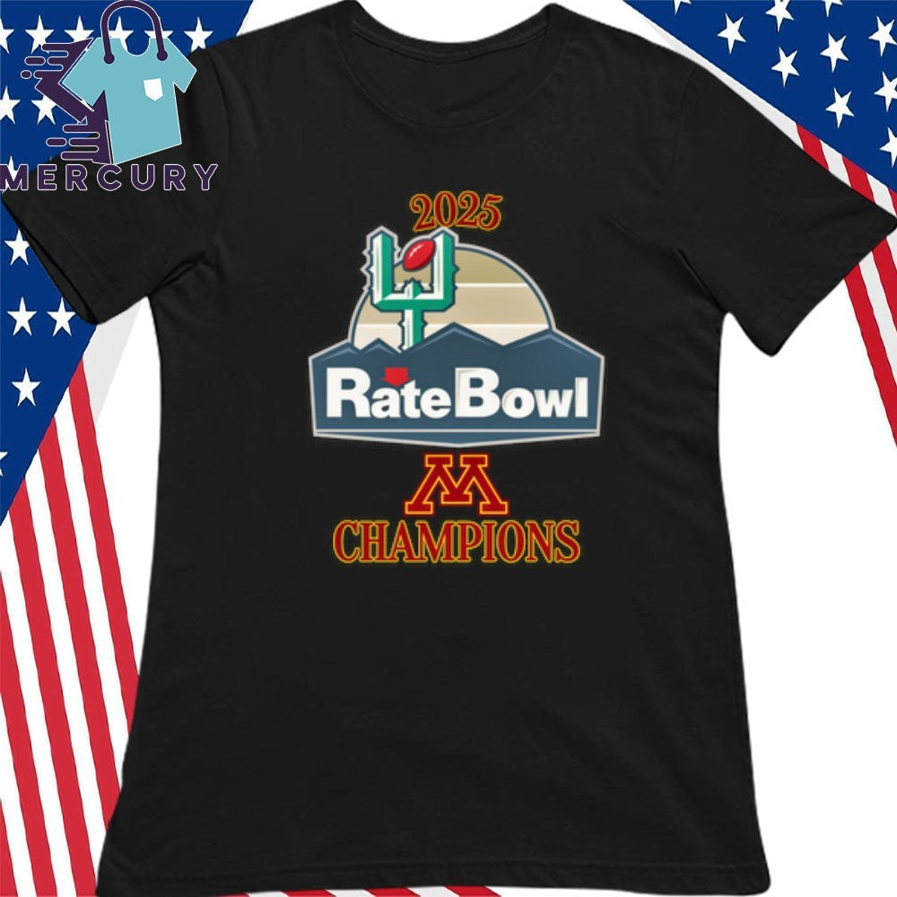 Minnesota Golden Gophers 2025 Rate Bowl Champions Logo Shirt