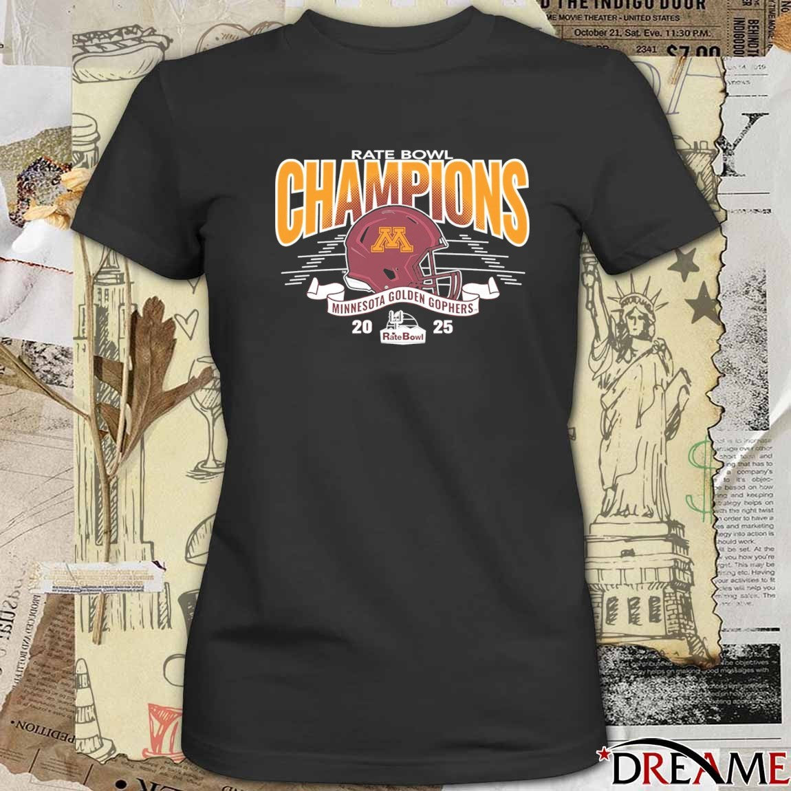 Minnesota Golden Gophers 2025 Rate Bowl Football Champions Helmet t-shirt