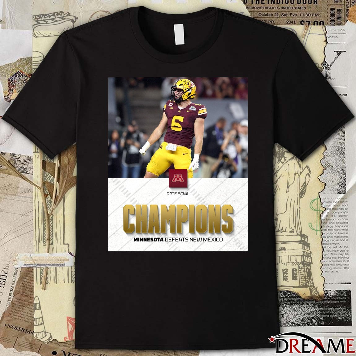 Minnesota Golden Gophers defeated New Mexico Lobos 2025 Rate Bowl Champions Poster t-shirt