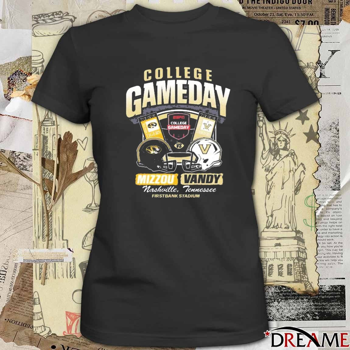 Missouri Tigers Vs. Vanderbilt Commodores 2025 ESPN College GameDay Nashville TN Firstbank Stadium Ticket t-shirt