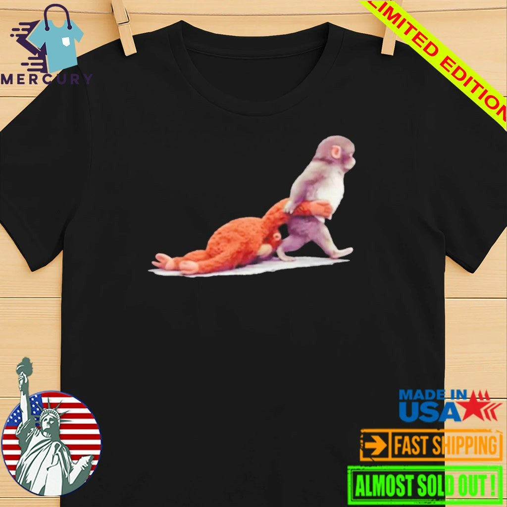 Monkey Punch Baby Monkey Holding Plush Toy Shirt