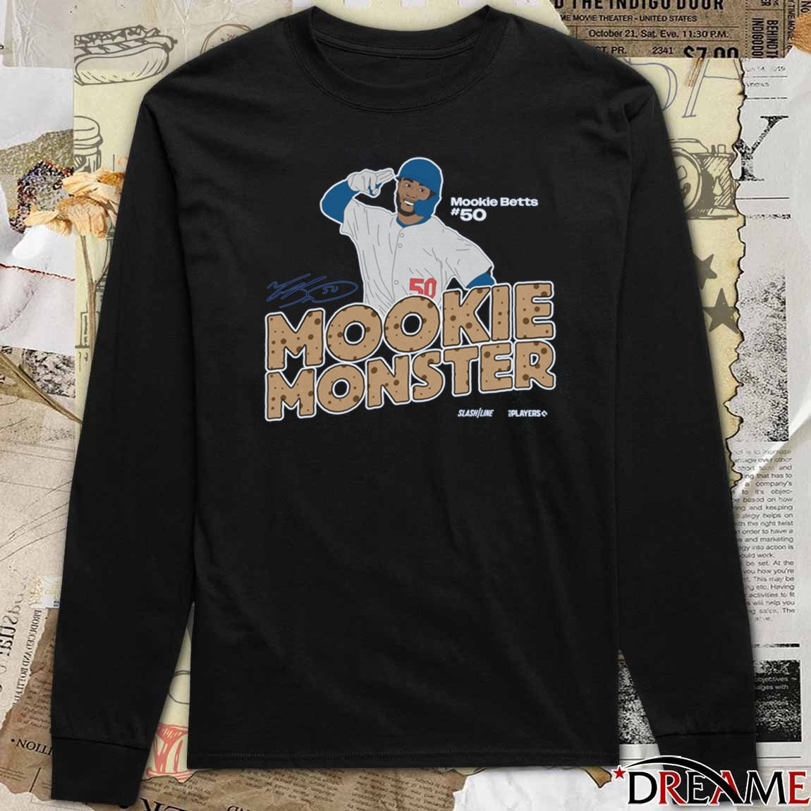 Mookie Monster Mookie Betts Los Angeles Dodgers MLB Slash Line Signature Painting t-shirt