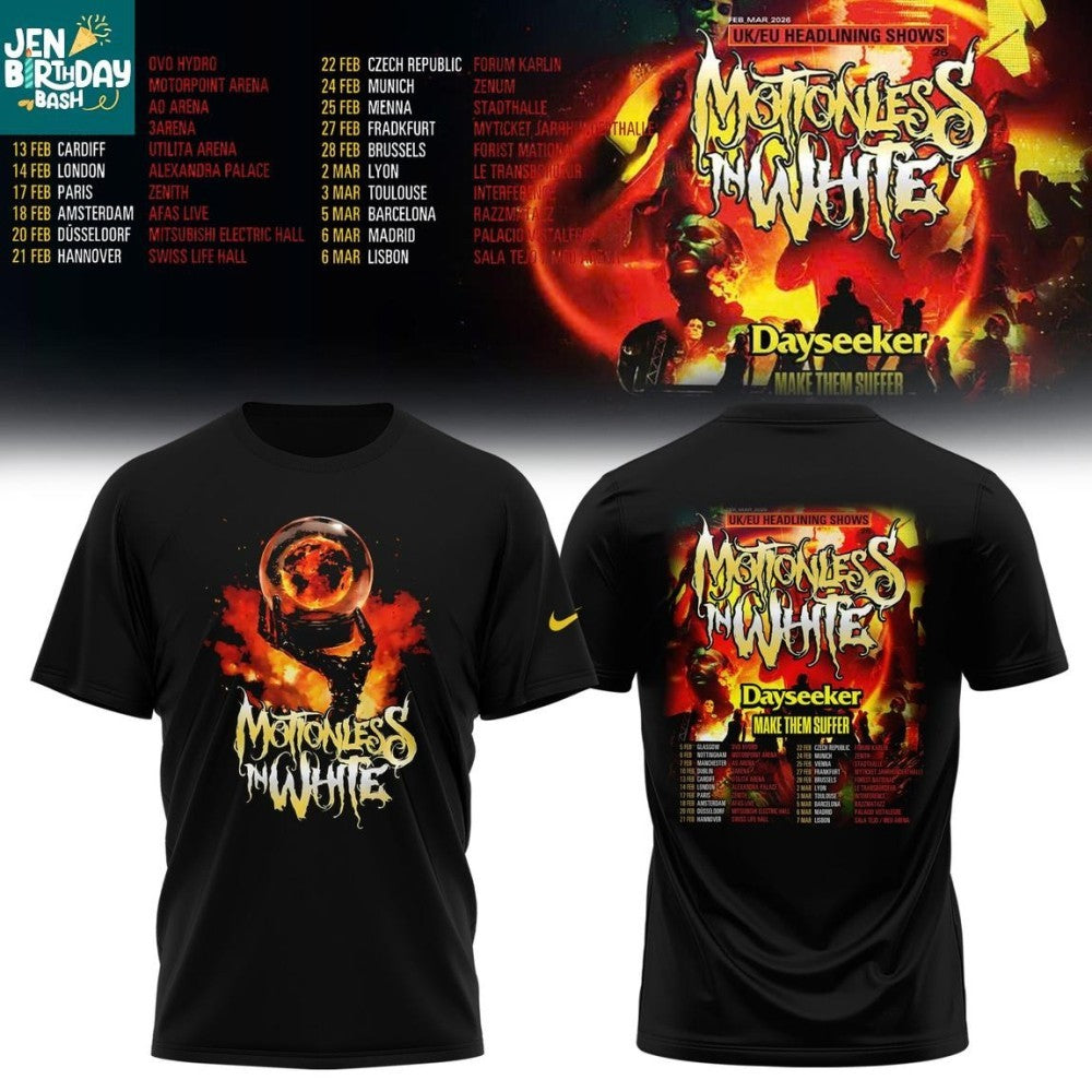 Motionless In White UK&EU Tour 2026 Make Them Suffer Shirt