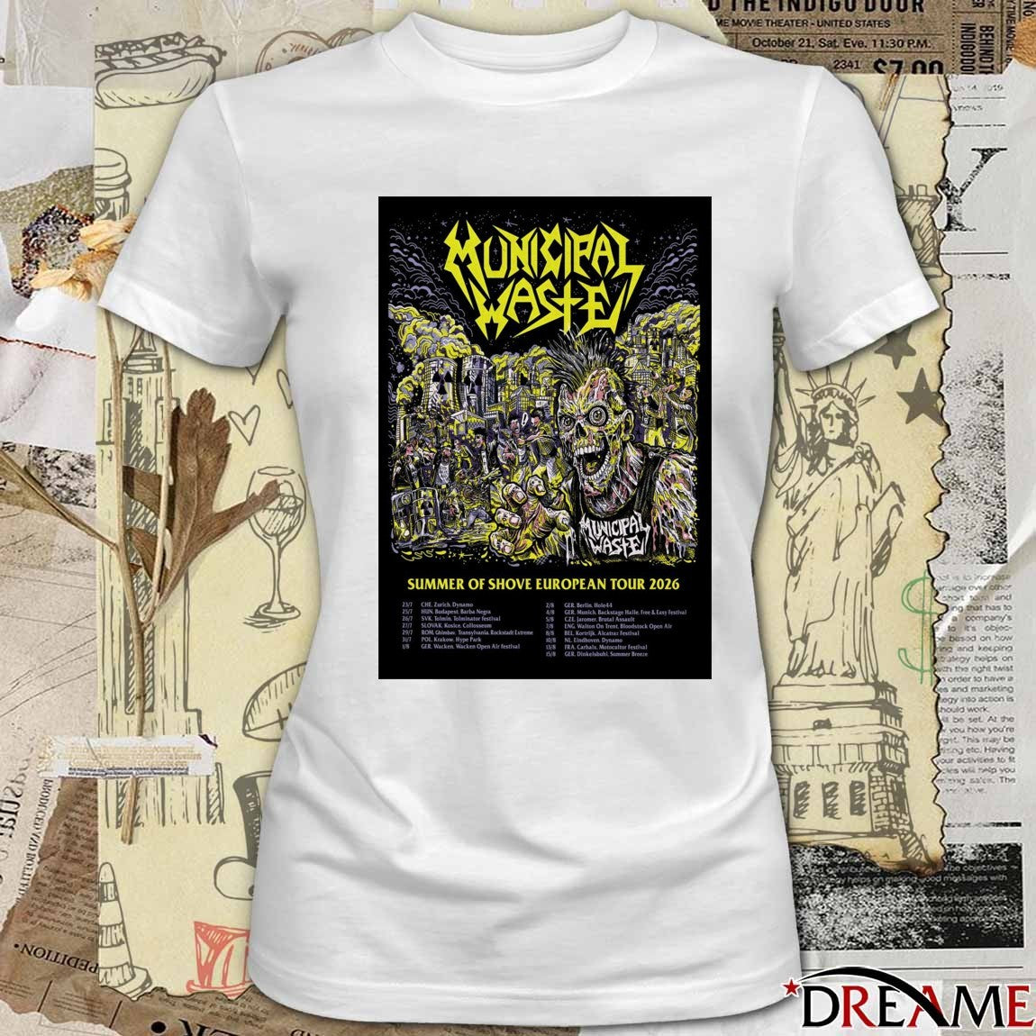 Municipal Waste Summer Of Shove 2026 European Tour Shows Poster t-shirt