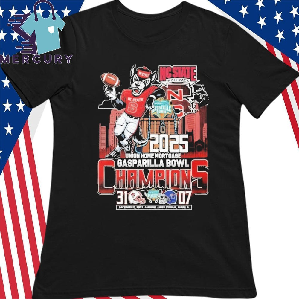 NC State Wolfpack Gasparilla Bowl 2025 Champions Mascot Shirt