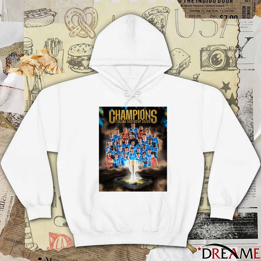 Napoli defeated Bologna football 2025-26 Italian Super Cup Champions Poster t-shirt