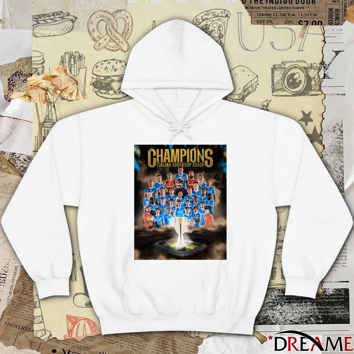 Napoli defeated Bologna football 2025-26 Italian Super Cup Champions Poster t-shirt