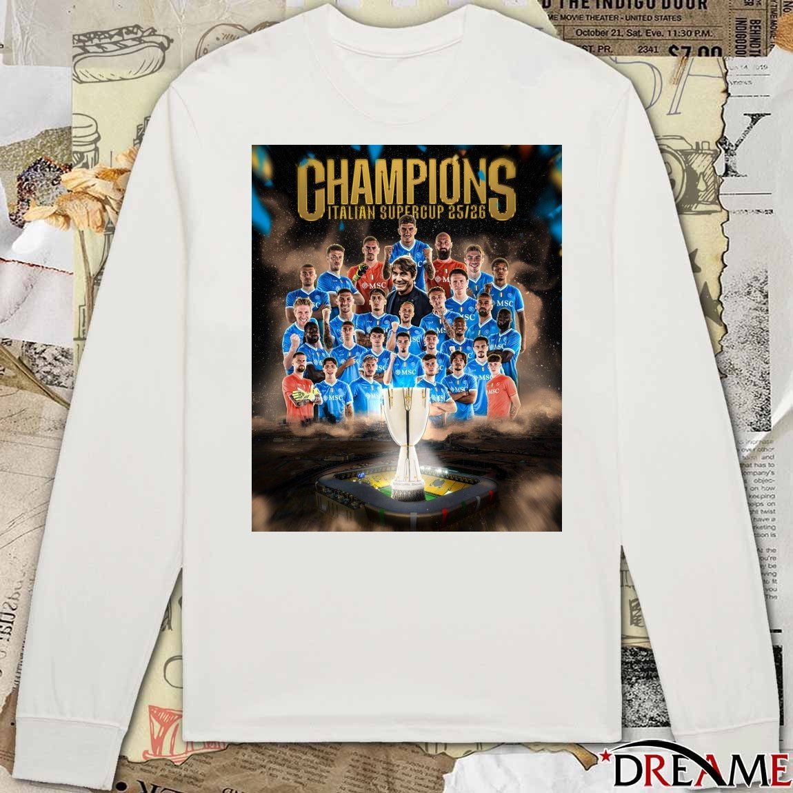 Napoli defeated Bologna football 2025-26 Italian Super Cup Champions Poster t-shirt