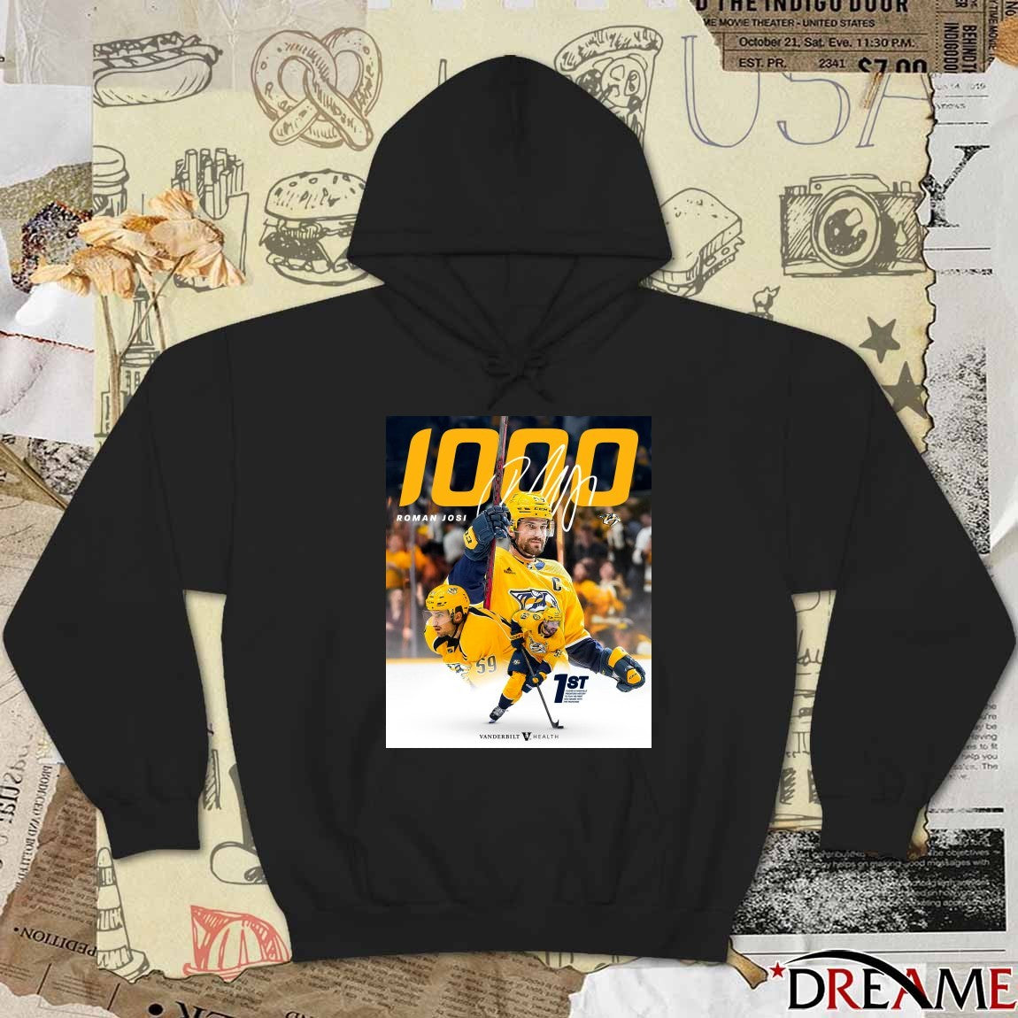 Nashville Predators Roman Josi 1000 Games Signature Poster t-shirt
