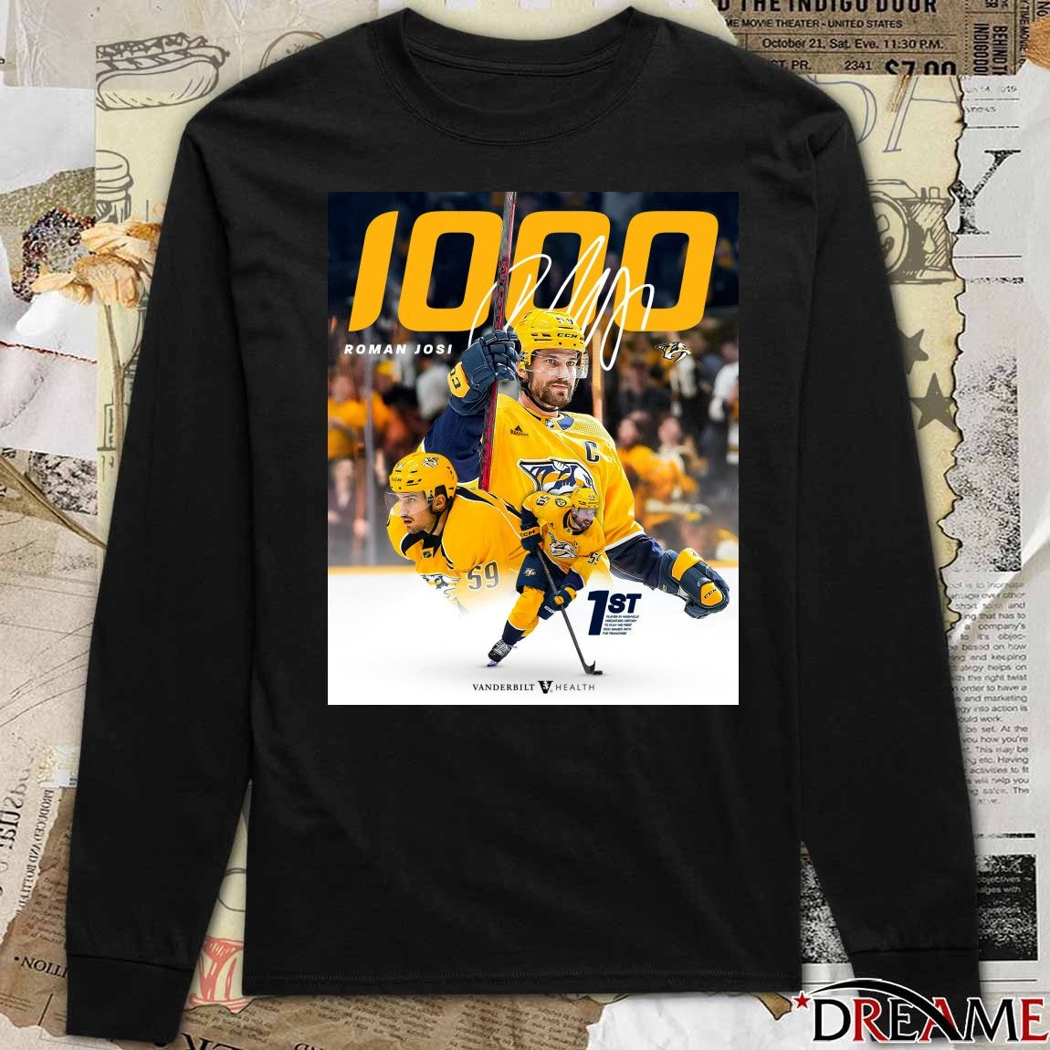 Nashville Predators Roman Josi 1000 Games Signature Poster t-shirt